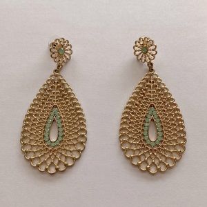 Gold and sea foam green earrings. Great condition.